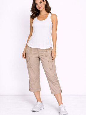 Size 8 - Capris pants with front, back & leg pockets and button zip close.